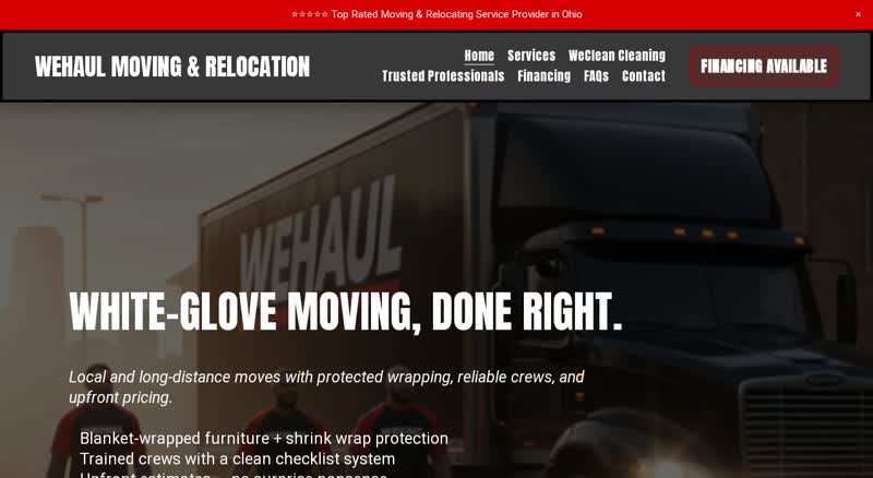 Screenshot of the WeHaul Moving & Relocation site we built